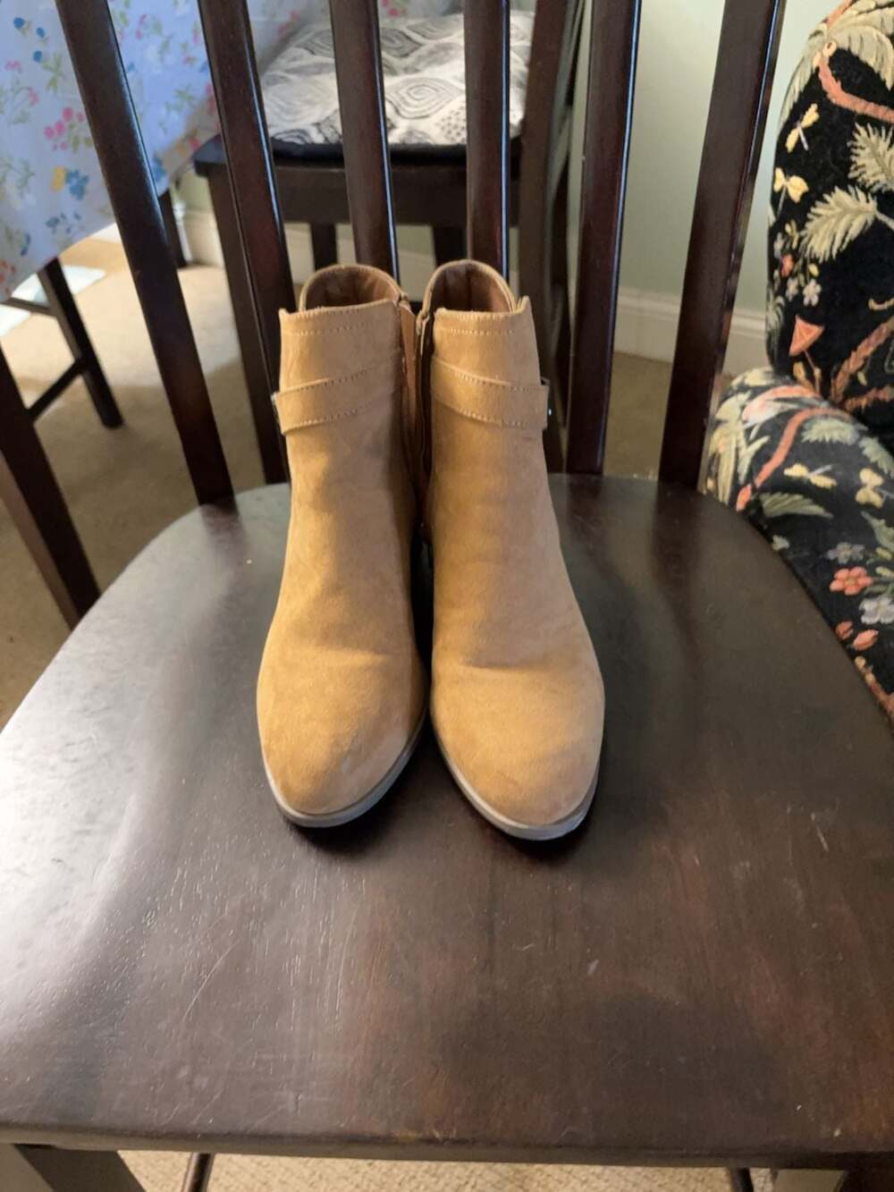 Linak Tan Faux Suede Ankle Boots with Buckle Detail